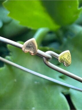 Sterling silver 14k yellow gold delicate double heart hook bangle bracelet